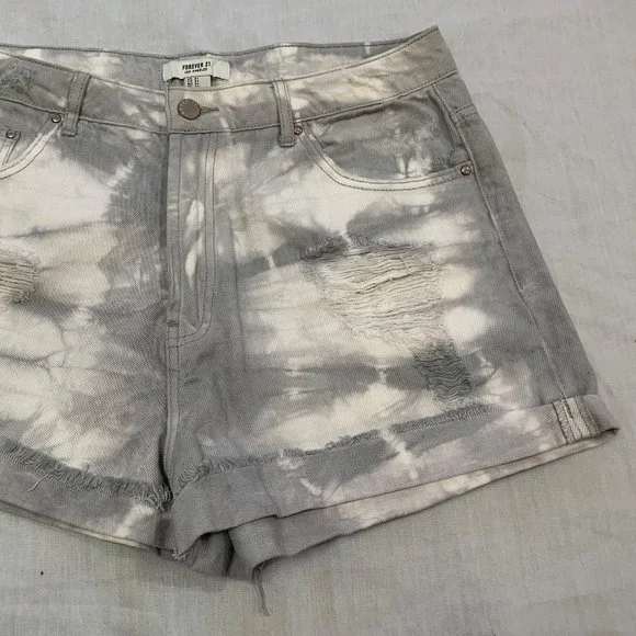 🌼 FOREVER 21 LOS ANGELES WOMENS DISTRESSED JEANS SHORTS SIZE 31 🌼 - Picture 3 of 7